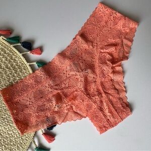 Victoria's Secret The Lacie Crochet Lace Cheeky Panty Orange XL NEW